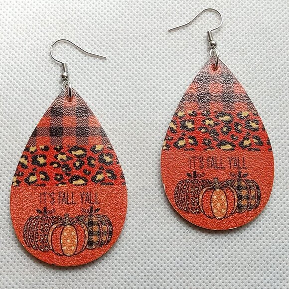 Fall Earrings, Teardrop Earrings, It's Fall Y'all, Ladies Fashion Earrings - Picture 1 of 3